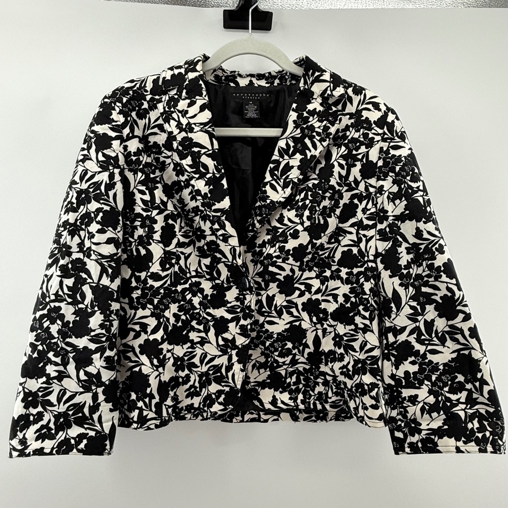 Apostrophe Stretch Floral Print Blazer Size 12 Business Casual Office Cocktail